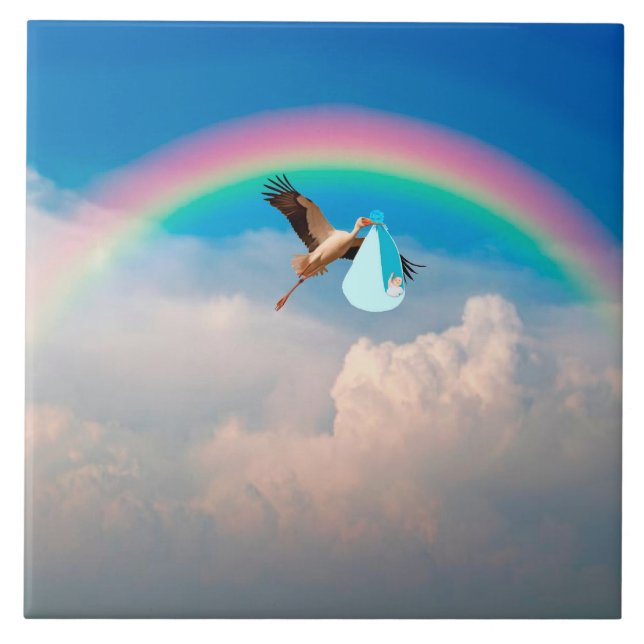 Baby Boy Delivery Ceramic Tile (Front)