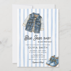  Baby Boy Denim Blue Jean Baby Shower Invitation