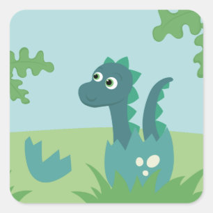 Baby boy dinosaur in egg sticker. square sticker