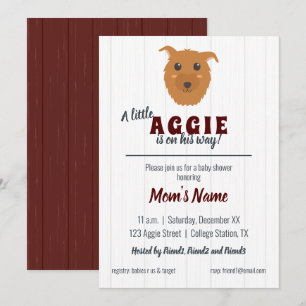 Baby Boy Dog Maroon Baby Shower Invitation