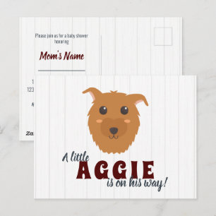 Baby Boy Dog Maroon Baby Shower Invitation Postcard