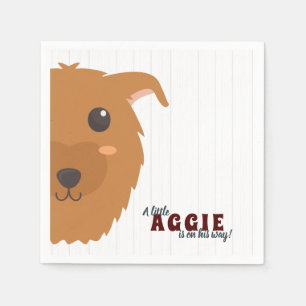 Baby Boy Dog Maroon Baby Shower Napkin