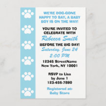Baby Boy - Dog Themed Baby Shower Invitations