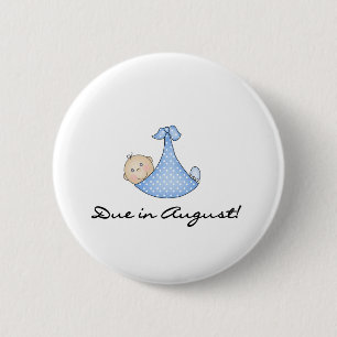 Baby Boy Due in August 6 Cm Round Badge
