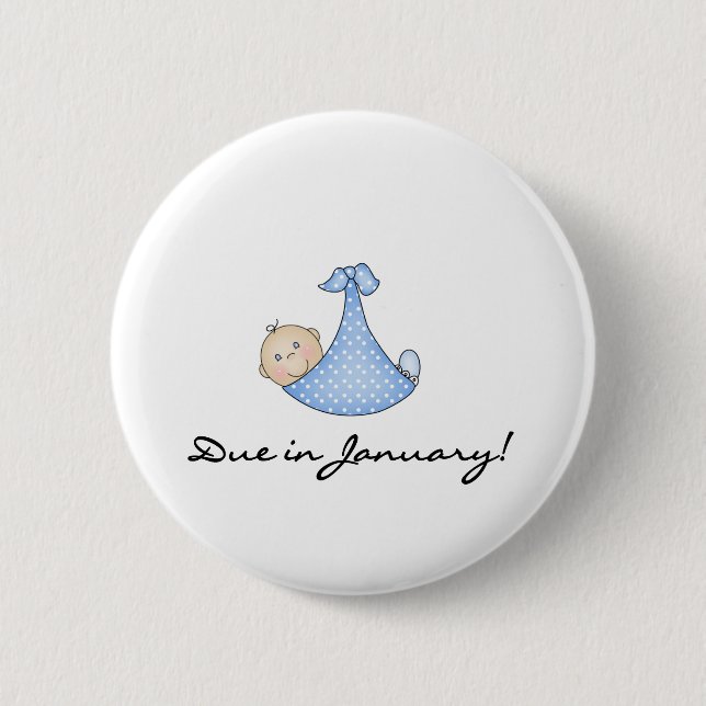 Baby Boy Due in January 6 Cm Round Badge (Front)