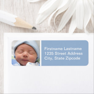 Baby Boy Dusty Blue Photo Return Address