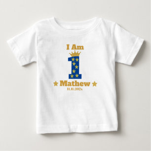 Baby Boy Elegant 1st Birthday Personalised White T-Shirt