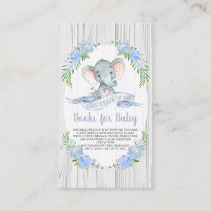 Baby Boy Elephant Baby Shower Bring a Book Enclosure Card