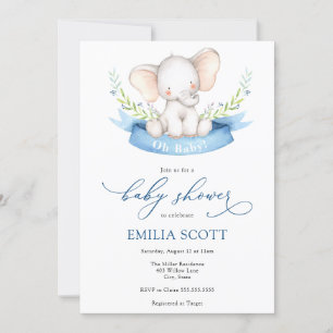 Baby Boy Elephant Baby Shower Invitation