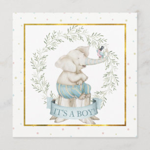 Baby Boy Elephant Baby Shower Invitation