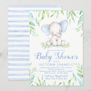 Baby Boy Elephant Baby Shower Invitations