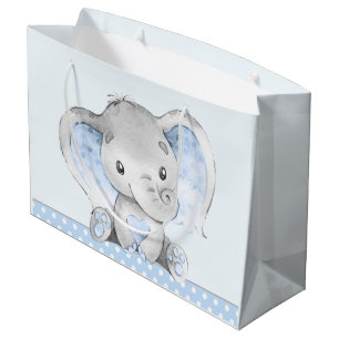 Baby Boy Elephant Baby Shower Large Gift Bag
