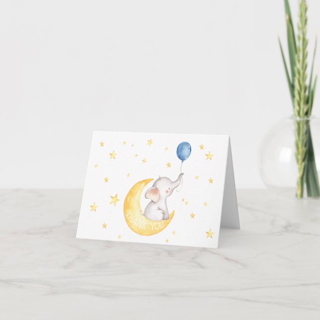 Baby Boy Elephant Baby shower thank you card (Front)