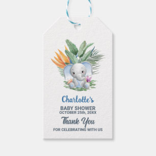 Baby Boy Elephant Baby Shower Thank You Gift Tags