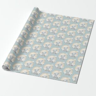 Baby Boy Elephant Customisable Wrapping Paper