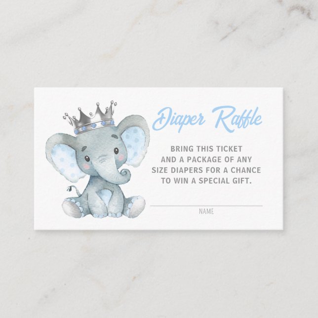 Baby Boy Elephant Diaper Raffle Card  (Front)