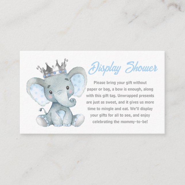 Baby Boy Elephant Display Shower Card (Front)