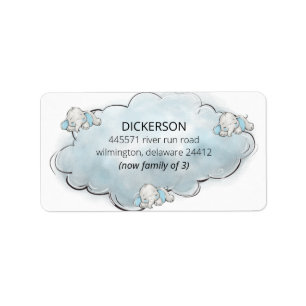 Baby Boy Elephant Now Family of #  Return Address Label
