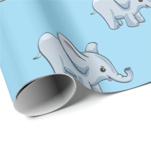 Baby Boy Elephants pattern, cartoon Africa animals Wrapping Paper