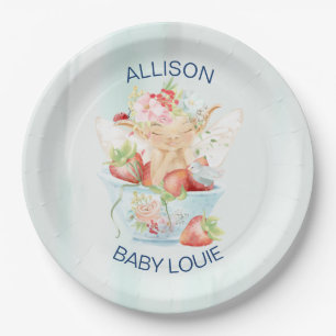 Baby Boy Fairy in Blue Teacup Baby Shower Paper Plate