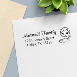 Baby Boy Family Address Self-inking Stamp