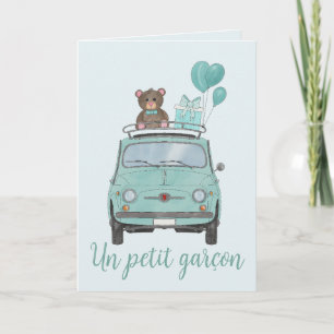 Baby Boy Fiat 500 French Congratulations Card
