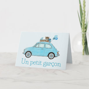 Baby Boy Fiat 500 French Congratulations Card