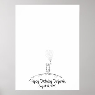 Baby Boy Fingerprint Balloon Guestbook
