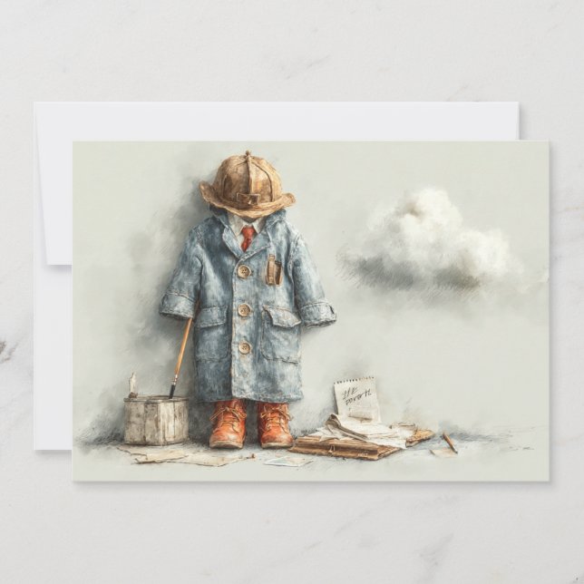 Baby Boy Firefighter 1st Birthday Invitation (Front)