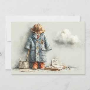 Baby Boy Firefighter 1st Birthday Invitation