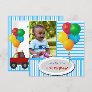 Baby Boy First Birthday 1st Colourful Invitation
