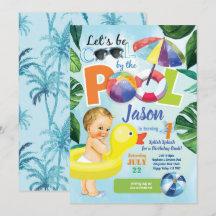Baby boy first birthday pool party tropical