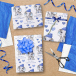 Baby Boy First Christmas Blue Elephant Personalise Wrapping Paper Sheet<br><div class="desc">Recognise a baby boy's First Christmas with this personalised giftwrap featuring a cute watercolor baby boy elephant wearing a blue stocking cap and holding a blue Christmas ornament surrounded by blue hearts with the editable text NAME'S FIRST CHRISTMAS you can change to other custom text instead. ASSISTANCE: For help with...</div>