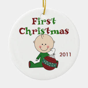 Baby Boy First Christmas Dated Ornament