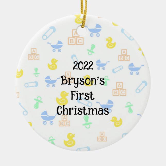 Baby Boy First Christmas Ornament (Front)
