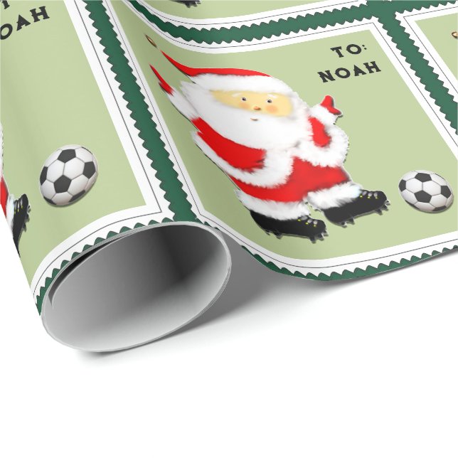Baby Boy First Christmas Soccer Wrapping Paper (Roll Corner)