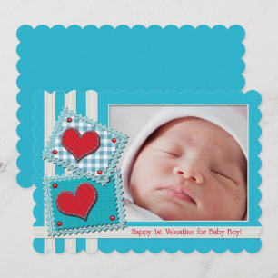Baby Boy First Valentine Fabric Heart Patches Cute