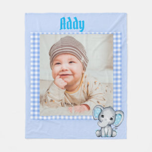 Baby Boy Fleece Blanket with Photo 