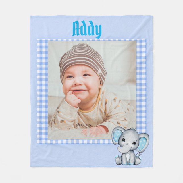 Baby Boy Fleece Blanket with Photo  (Front)