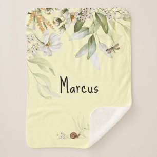 Baby Boy Floral Drop Small Sherpa Stroller Blanket