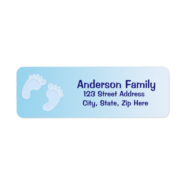 Baby Boy Footprint Blue Address Label (Front)