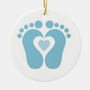 BABY BOY FOOTPRINTS  CHRISTMAS ORNAMENT
