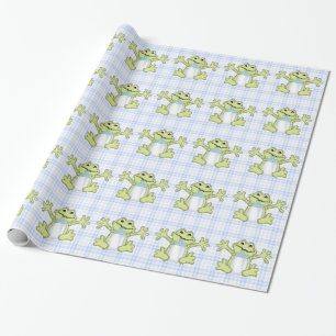 Baby Boy Frog cartoon glossy wrapping paper