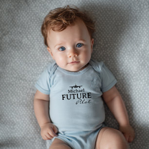 Baby Boy Future Pilot Aeroplane Blue Personalised Bodysuit