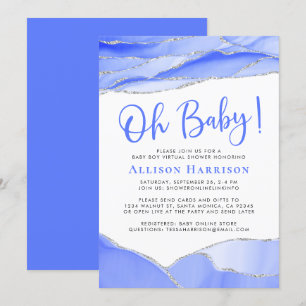 Baby Boy Geode Virtual Shower Invitation