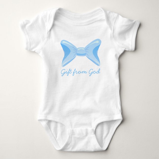 Baby boy Gift from God blue bow Bodysuit (Front)