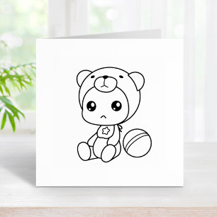 Baby Boy Girl Bear Jumpsuit Colour Me 2 Rubber Stamp