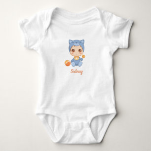 Baby Boy Girl Cat Custom Name Bodysuit