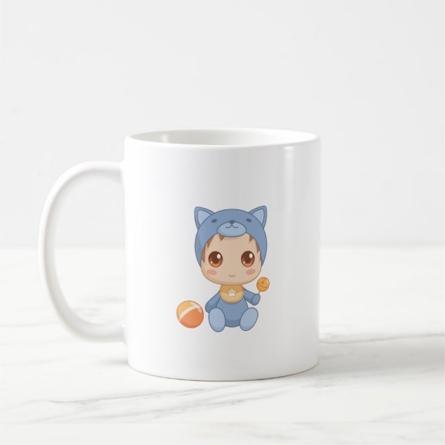 Baby Boy Girl Cat Jumpsuit Coffee Mug (Left)