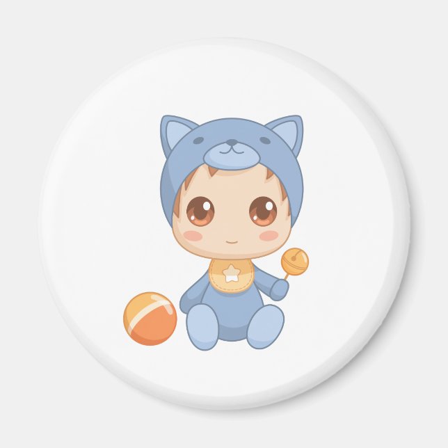 Baby Boy Girl Cat Jumpsuit Magnet (Front)